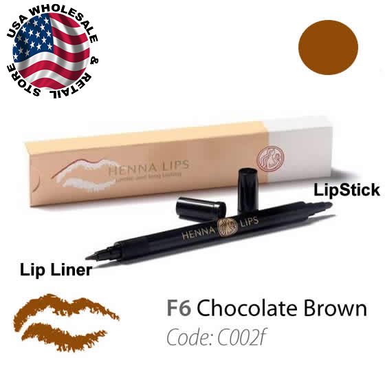 HennaLips Natural Henna Lip Liner and Lipstick Pen Chocolate Brown Color
